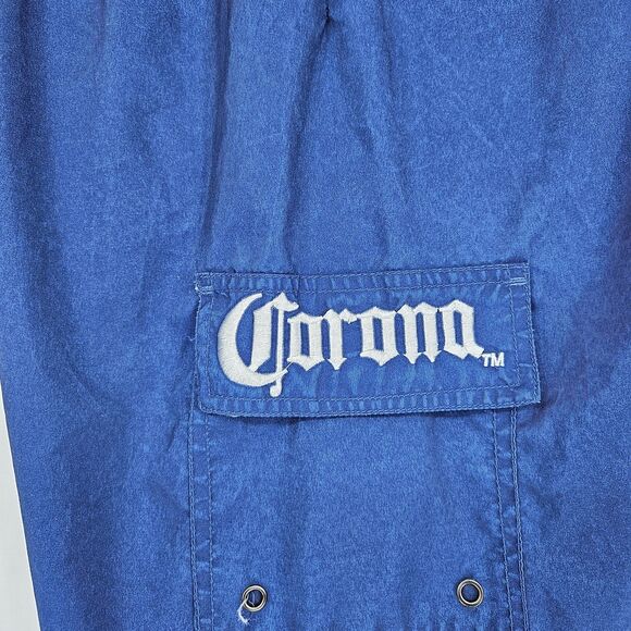 Corona Beer Board Shorts Mens Small Swim Trunks Embroidered Blue Yellow Pocket - Picture 9 of 12